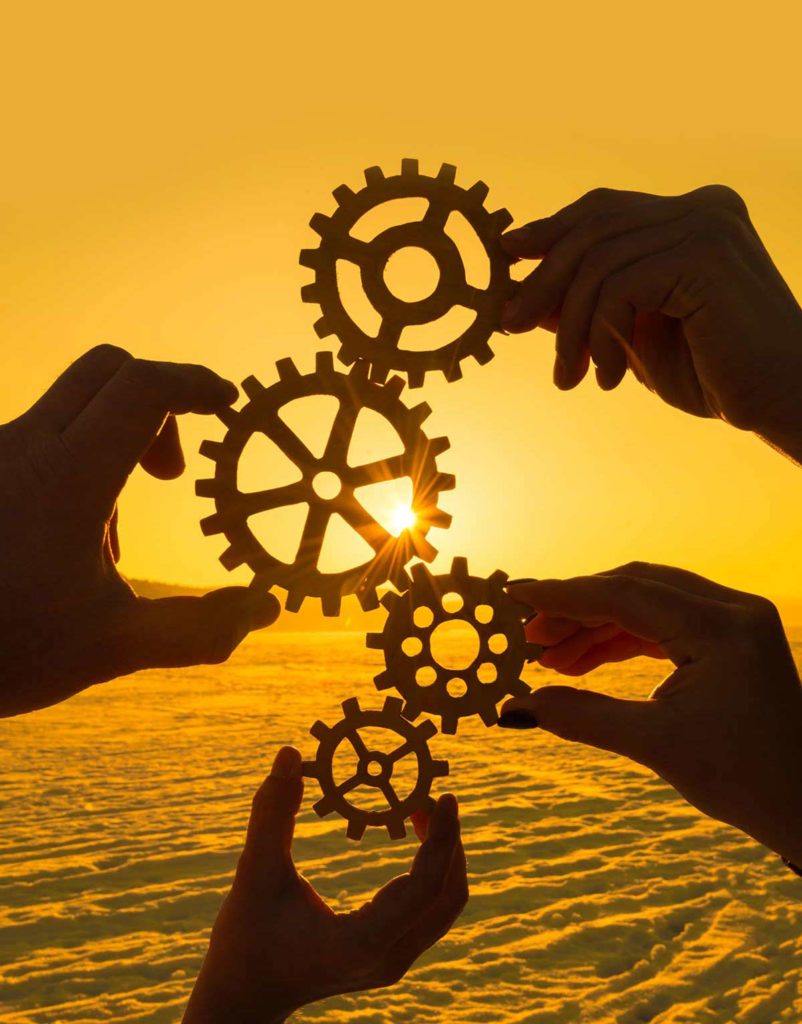 Cogs sunset background
